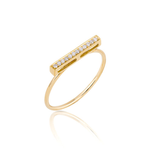 Anel ouro amarelo palito diamantes 0,06 ct 