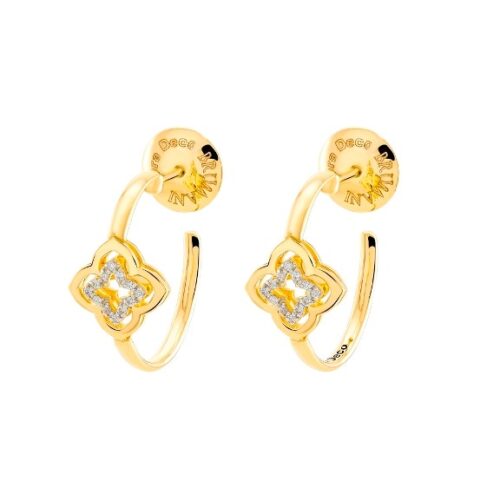 Brinco Argola Ouro Amarelo e Diamantes 0,08 ct