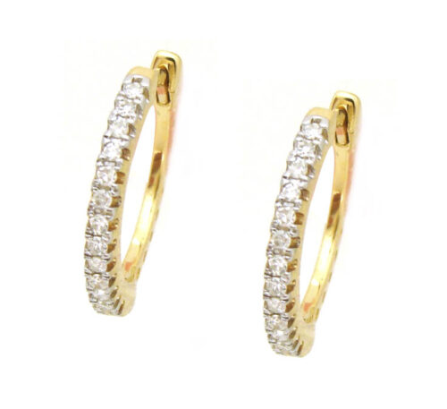 Brinco ouro amarelo argola 11mm com diamantes