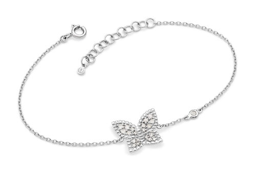 Pulseira ouro branco borboleta com diamantes 