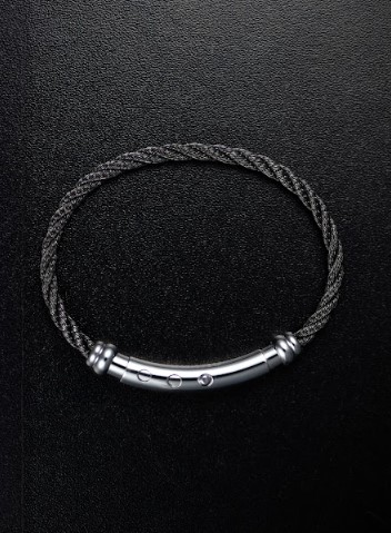 Pulseira masculina corda em aço com