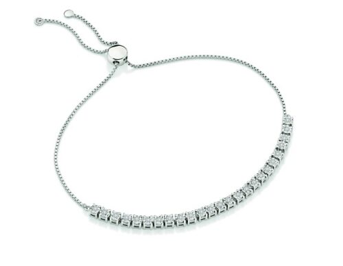 Pulseira ouro branco riviera gravatinha diamantes cravação artistica