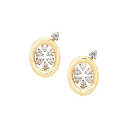 Brinco ouro amarelo com diamantes