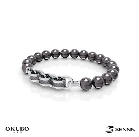 Pulseira ouro branco argolinhas e perolas negras 