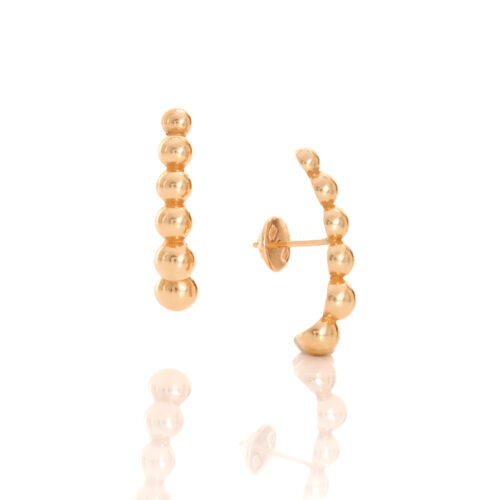 Brinco Ouro Amarelo Earhook Bolinhas