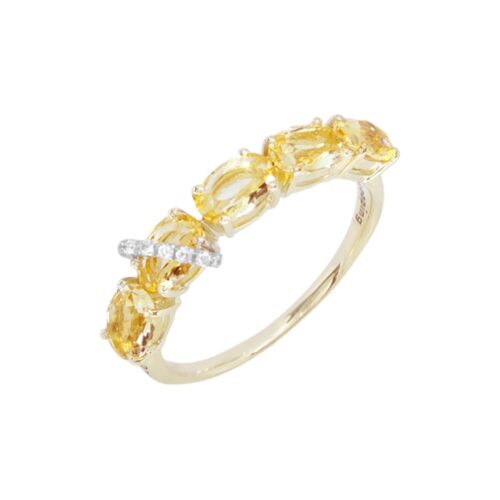 Anel Ouro Amarelo com Citrinos e Diamantes