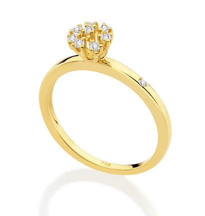 Anel Ouro Amarelo Chuveiro Diamantes