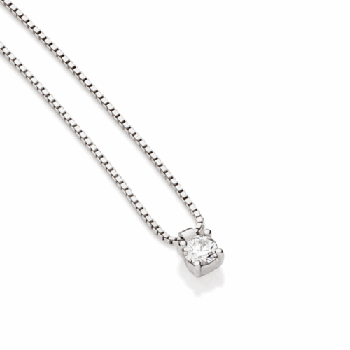 Gargantilha Ouro Branco com Ponto de Luz em Diamante
