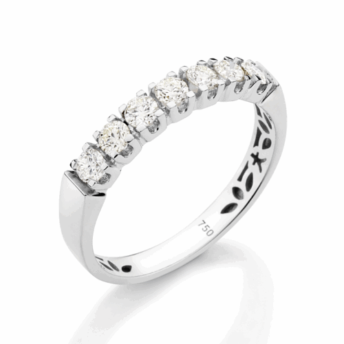 Meia Aliança Ouro Branco 7 Diamantes 0,50 CT