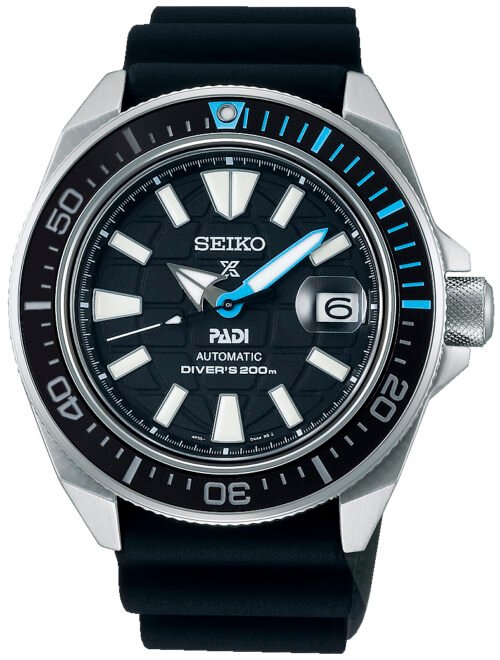 Relógio aço automático Seiko Padi, pulseira borracha 