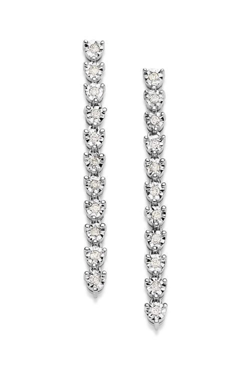 Brinco ouro branco e diamantes cravação artística 0,20 ct 