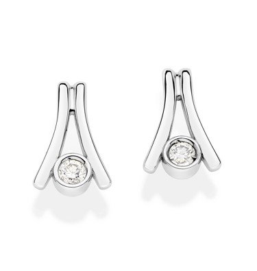 Brinco ouro branco com diamantes 0,10 ct 