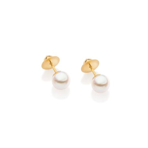 Brinco ouro amarelo pérolas Biwa 