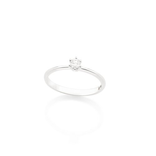 Anel solitário ouro branco diamante 0,12ct