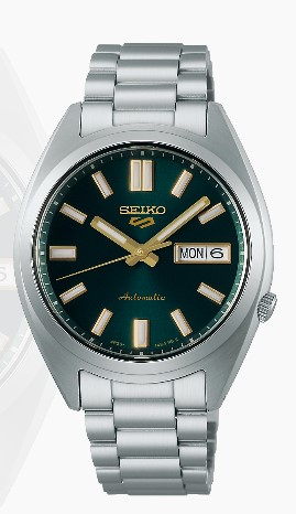Relógio automático aço, mostrador verde, pulseira aço
