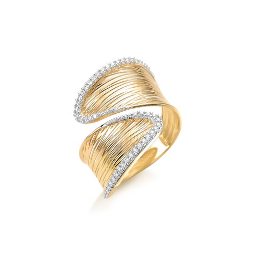 Anel ouro amarelo, diamantes 0,21ct