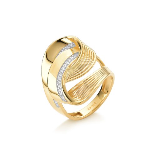 Anel ouro amarelo com diamantes 0,17ct