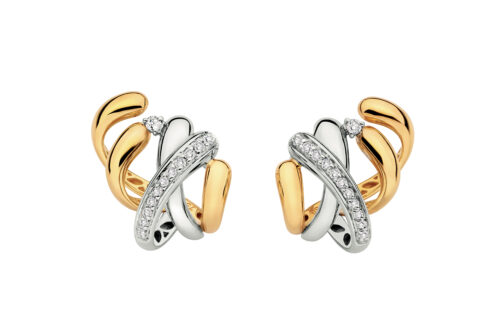 Brinco ouro amarelo e ouro branco com diamantes 0,17ct