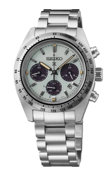 Relógio solar, caixa e pulseira aço, mostrador verde água, taquímetro, calendário.