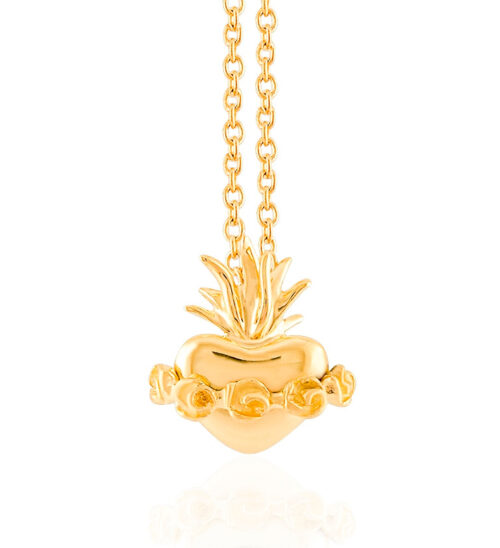 Gargantilha ouro amarelo Sagrado Coração de Maria 