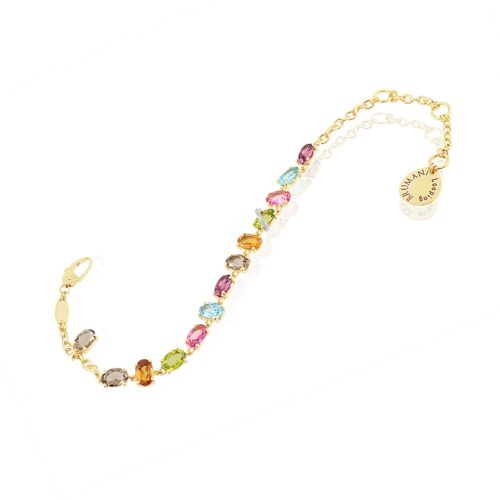 Pulseira ouro amarelo, gemas coradas e diamantes