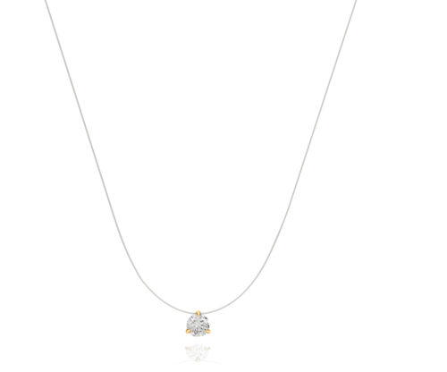 Gargantilha nylon ponto de luz ouro amarelo diamante 25 pontos 