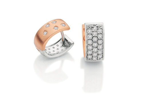 Brinco argola ouro branco e ouro rosé com diamantes 0,70ct.