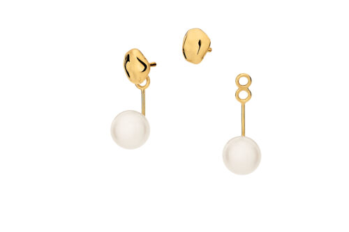 Brinco ouro amarelo com pérolas Biwa 7mm versátil
