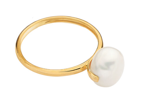 Anel ouro amarelo pérola barroca 8mm