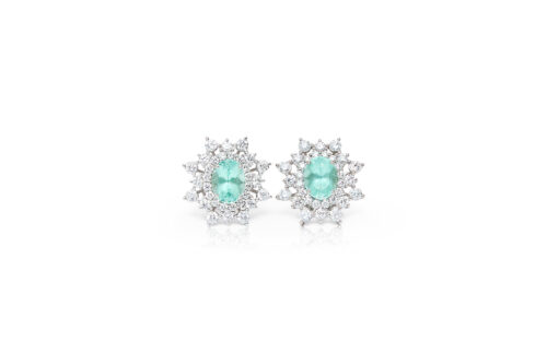 Brinco ouro branco, turmalina paraíba 2,60ct e diamantes 2,07ct 
